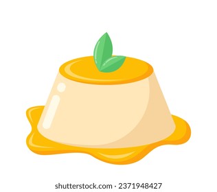 Sweet cake concept. Dessert and delicacy for holiday and festival. Bun in yellow jam. Sweet eating for party. Poster or banner. Cartoon flat vector illustration isolated on white background