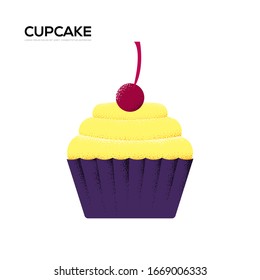 Sweet cake concept on white background illustration. Vector Art grain textured style