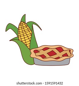 Sweet cake and corn design, dessert food delicious sugar snack and tasty theme Vector illustration