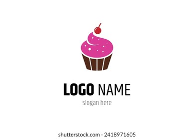 Sweet Cake Cupcake vector design logo template