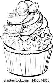 Sweet cake, cupcake, vector graphic.