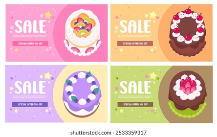 Sweet cake and dessert banner promotion template.