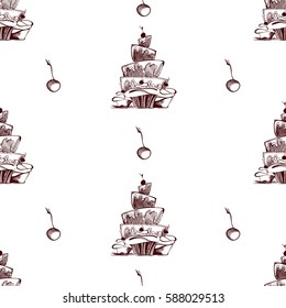 Sweet cake dessert pattern for birthday celebration cupcakes. 