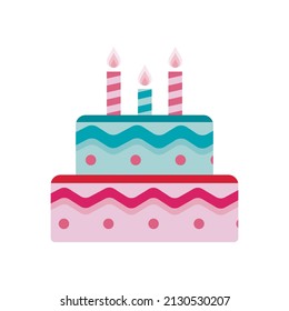Pastel dulce. Postre. Estilo sencillo. Plano. Vector.