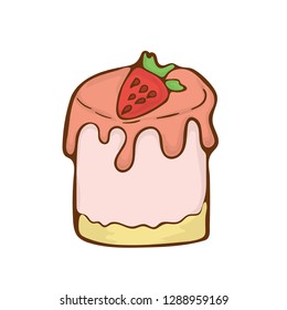 Sweet cake dessert vector icon cartoon handdrawnn illustration.