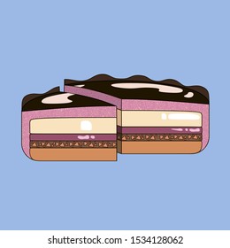 sweet cake divided in pieces
