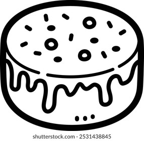 Sweet cake doodle vector icon and illustration