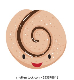 Sweet cake with funny face. Vector illustration