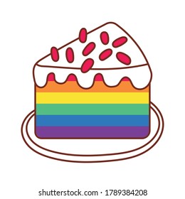 sweet cake gay flag line and fill style icon vector illustration design