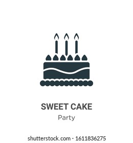 Sweet cake glyph icon vector on white background. Flat vector sweet cake icon symbol sign from modern party collection for mobile concept and web apps design.
