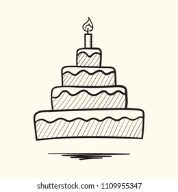 Sweet cake hand drawn vector illustration.