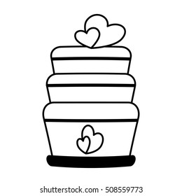 sweet cake with hearts icon vector illustration design