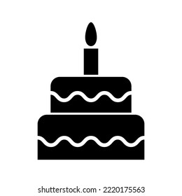 Sweet cake icon, bakery dessert food symbol, happy birthday day graphic vector illustration .