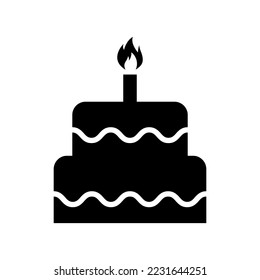 Sweet cake icon, bakery dessert food symbol, happy birthday day graphic vector illustration .