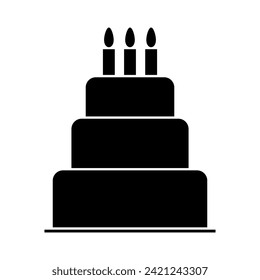 Sweet cake icon, bakery dessert food symbol, happy birthday day graphic vector illustration .