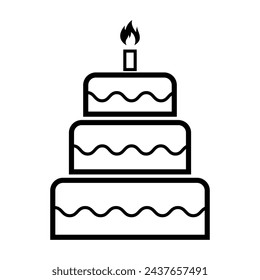 Sweet cake icon, bakery dessert food symbol, happy birthday day graphic vector illustration .