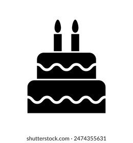 Sweet cake icon, bakery dessert food symbol, happy birthday day graphic vector illustration .