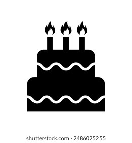 Sweet cake icon, bakery dessert food symbol, happy birthday day graphic vector illustration .