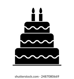Sweet cake icon, bakery dessert food symbol, happy birthday day graphic vector illustration .