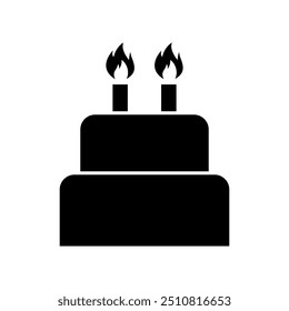 Sweet cake icon, bakery dessert food symbol, happy birthday day graphic vector illustration .