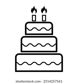 Sweet cake icon, bakery dessert food symbol, happy birthday day graphic vector illustration .