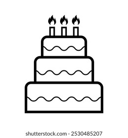 Sweet cake icon, bakery dessert food symbol, happy birthday day graphic vector illustration .