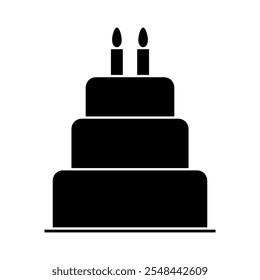 Sweet cake icon, bakery dessert food symbol, happy birthday day graphic vector illustration .