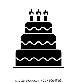 Sweet cake icon, bakery dessert food symbol, happy birthday day graphic vector illustration .