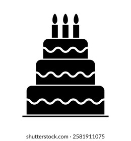 Sweet cake icon, bakery dessert food symbol, happy birthday day graphic vector illustration .