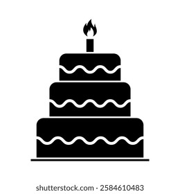 Sweet cake icon, bakery dessert food symbol, happy birthday day graphic vector illustration .