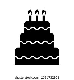 Sweet cake icon, bakery dessert food symbol, happy birthday day graphic vector illustration .