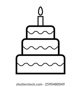 Sweet cake icon, bakery dessert food symbol, happy birthday day graphic vector illustration .