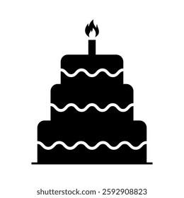 Sweet cake icon, bakery dessert food symbol, happy birthday day graphic vector illustration .