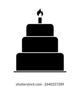 Sweet cake icon, bakery dessert food symbol, happy birthday day graphic vector illustration .