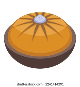 Sweet cake icon isometric vector. Food pilaf. Menu dish