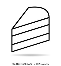 Sweet cake icon shadow, bakery dessert food symbol, happy birthday day graphic vector illustration .