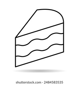 Sweet cake icon shadow, bakery dessert food symbol, happy birthday day graphic vector illustration .