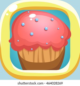 Sweet  cake icon vector for computer game user interface