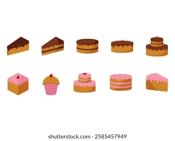 Sweet Cake Illustration Element Set