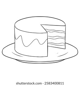 sweet cake illustration hand drawn outline vector