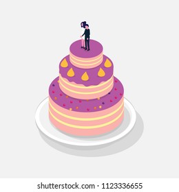 Sweet Cake isometric 3D icon. Vector illustration