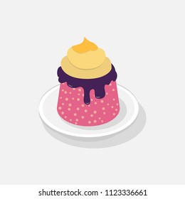 Sweet Cake isometric 3D icon. Vector illustration
