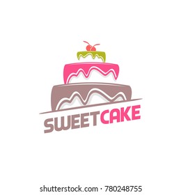 Point cake logo design vector template. bakery logo concept posters for the  wall • posters food, design, vector | myloview.com