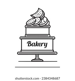 Sweet cake logo for any business especially for cakery, bakery, cake shop, cafe. Simple Illustration of cake with candy.