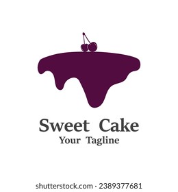 Sweet Cake Logo. Birthday Cake Icon With sweet cherries. logo for cafe, bakery, and brand company