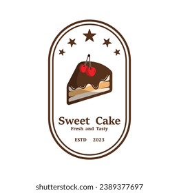 Sweet Cake Logo. Birthday Cake Icon With sweet cherries. logo for cafe, bakery, and brand company