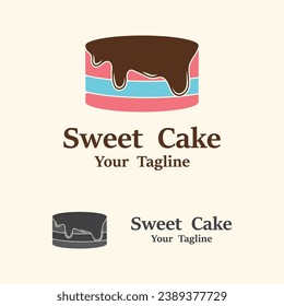 Sweet Cake Logo. Birthday Cake Icon With sweet cherries. logo for cafe, bakery, and brand company