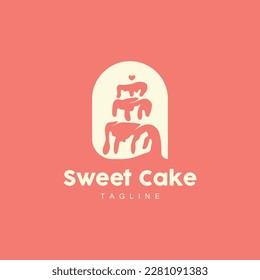 Sweet Cake Logo Design, Birthday Bread Vector, Simple Design Bakery Icon Template Illustration