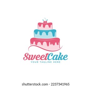Sweet Cake logo design on white background, Vector illustration.