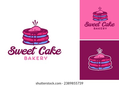 sweet cake logo design suitable for a cake shop, conveying the deliciousness and appealing nature of the cakes. Suitable for branding and marketing purposes.